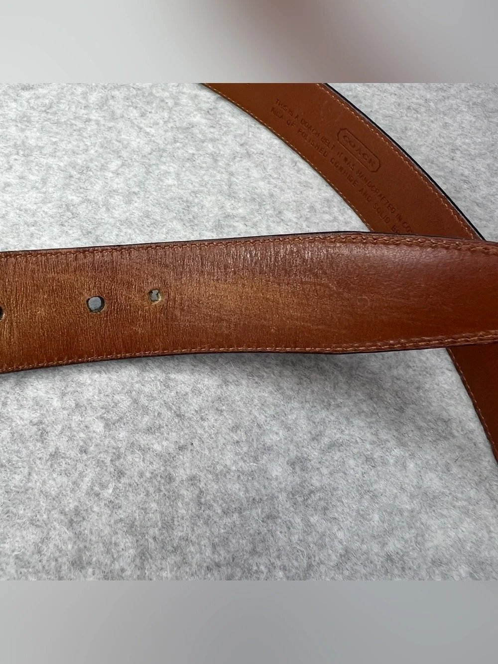 Coach Leather Belt Size 38 Polished Cowhide Brass Buckle Black 3931